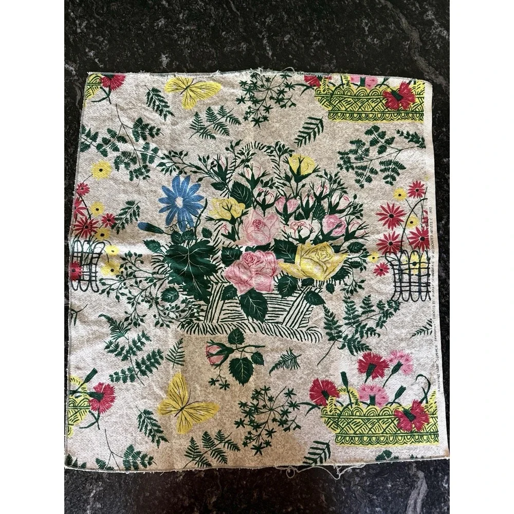 VTG 1952 Riverdale Barkcloth Fabric Panel 23